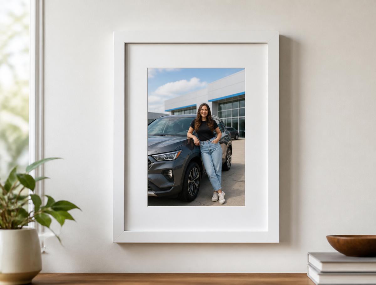 Portrait orientation — wall display, hidden pushpin (available in the pilot)